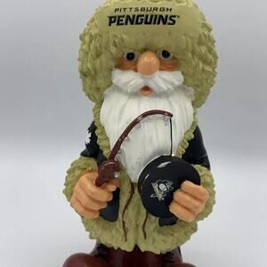 Pittsburgh Penguins NHL Team Gnome Holding Fishing Rod 12" Yard Garden Decor